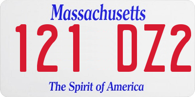 MA license plate 121DZ2
