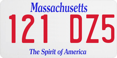 MA license plate 121DZ5