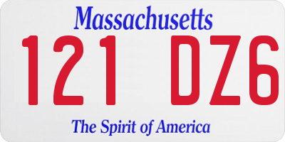 MA license plate 121DZ6