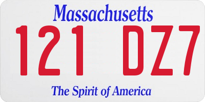 MA license plate 121DZ7