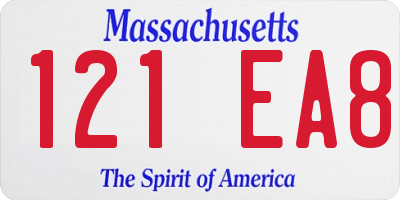 MA license plate 121EA8