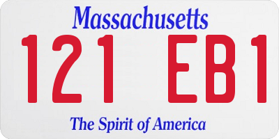 MA license plate 121EB1