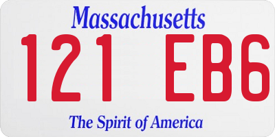 MA license plate 121EB6