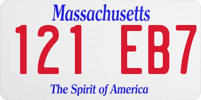MA license plate 121EB7