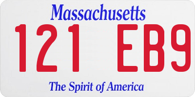 MA license plate 121EB9