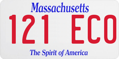 MA license plate 121EC0