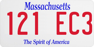 MA license plate 121EC3