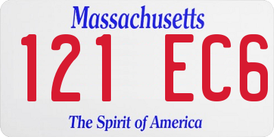 MA license plate 121EC6