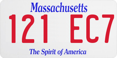 MA license plate 121EC7