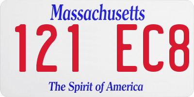 MA license plate 121EC8