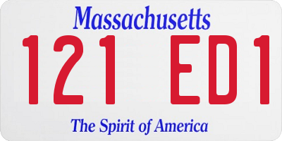 MA license plate 121ED1