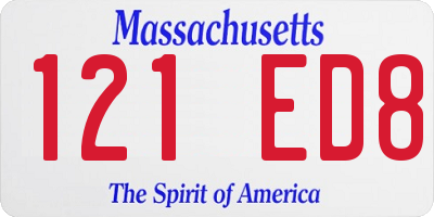 MA license plate 121ED8