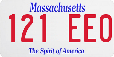 MA license plate 121EE0