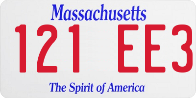MA license plate 121EE3