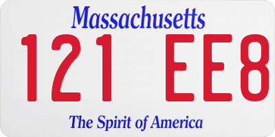 MA license plate 121EE8