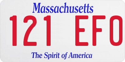 MA license plate 121EF0