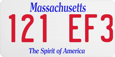 MA license plate 121EF3