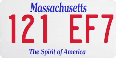 MA license plate 121EF7
