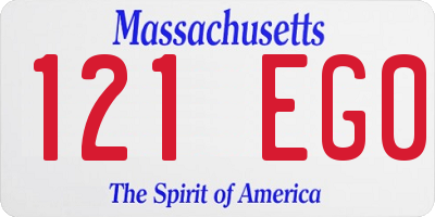 MA license plate 121EG0