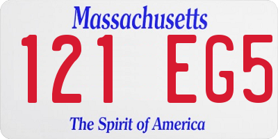 MA license plate 121EG5