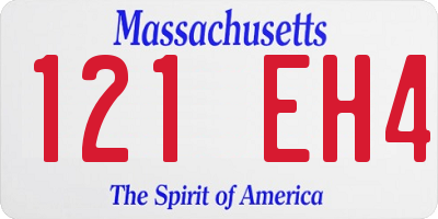 MA license plate 121EH4