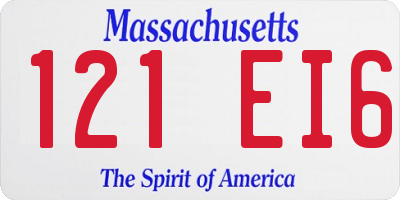 MA license plate 121EI6