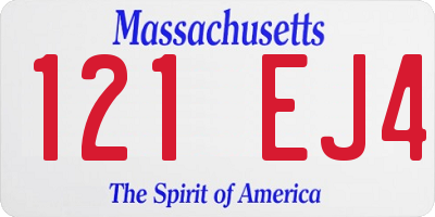 MA license plate 121EJ4