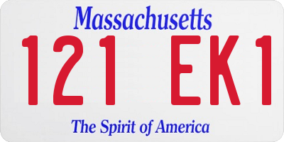 MA license plate 121EK1