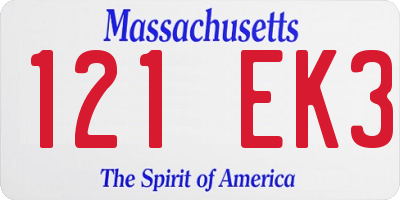 MA license plate 121EK3