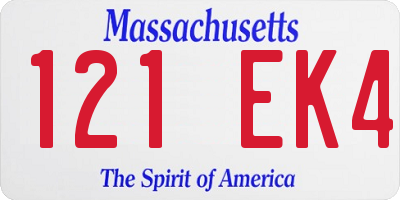 MA license plate 121EK4