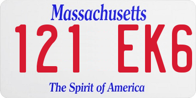 MA license plate 121EK6