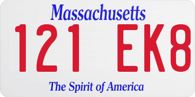 MA license plate 121EK8