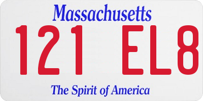 MA license plate 121EL8