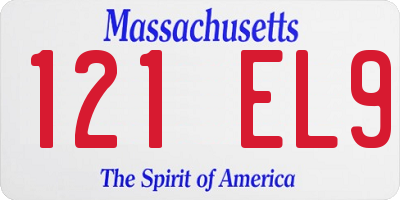 MA license plate 121EL9