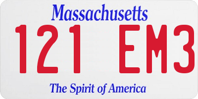 MA license plate 121EM3