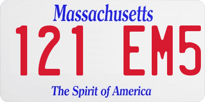 MA license plate 121EM5