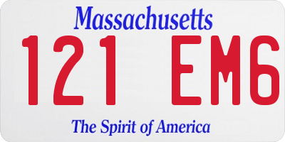 MA license plate 121EM6