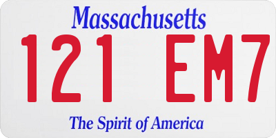 MA license plate 121EM7