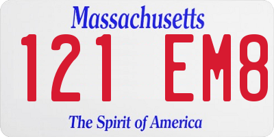 MA license plate 121EM8