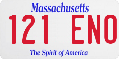 MA license plate 121EN0