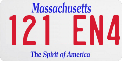 MA license plate 121EN4
