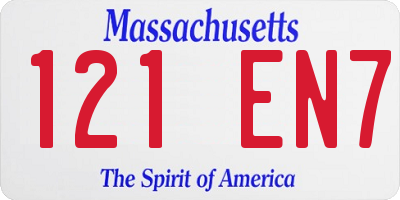 MA license plate 121EN7