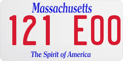 MA license plate 121EO0