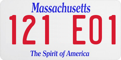 MA license plate 121EO1