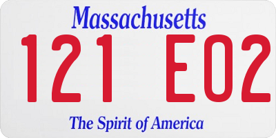 MA license plate 121EO2