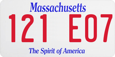 MA license plate 121EO7