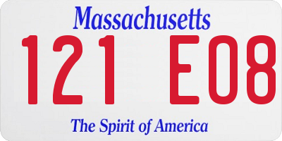 MA license plate 121EO8
