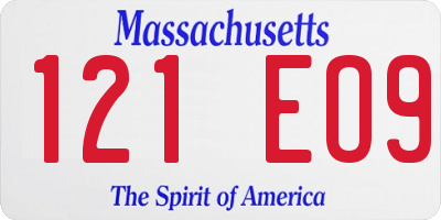 MA license plate 121EO9