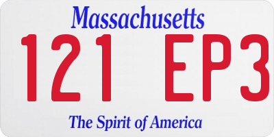 MA license plate 121EP3