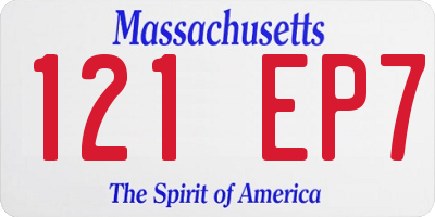 MA license plate 121EP7